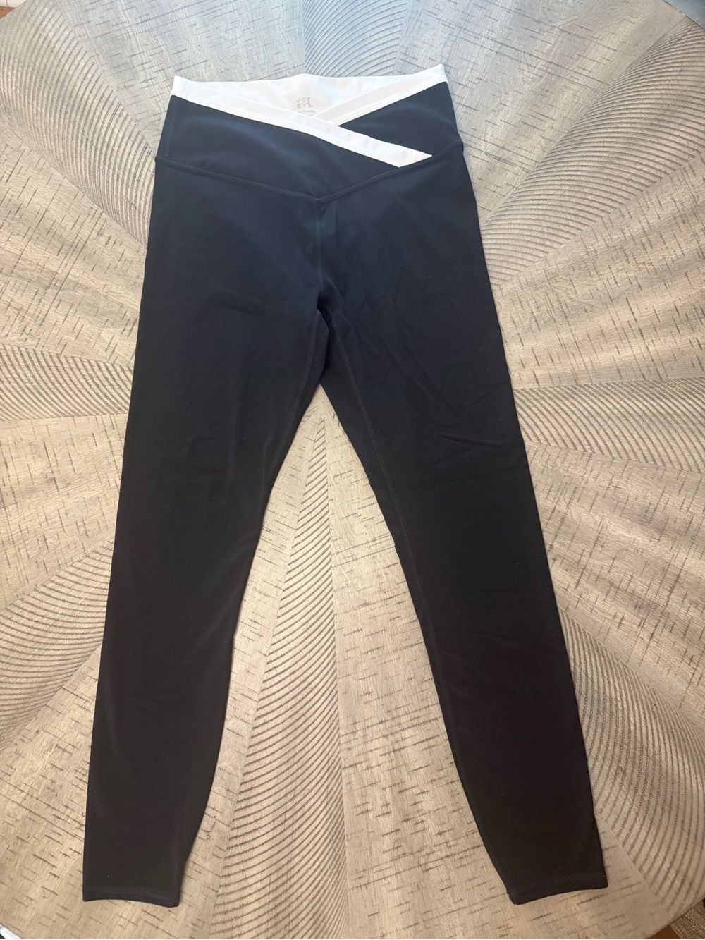 JoyLab Black Leggings with White Crossover Waistband